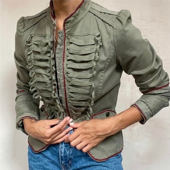 Zara Jackets & Blazers - Zara Hussar Military Crop Olive Army Green Utility Jacket Small